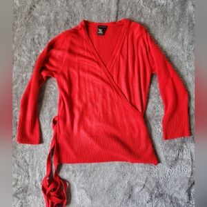 BCBGMAXAZRIA Red Wrap Sweater Size L